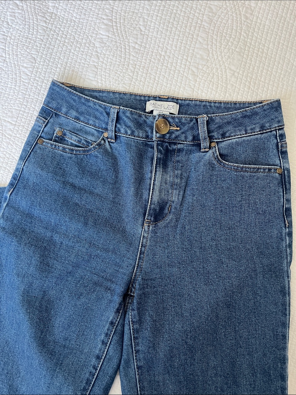Rachel Zoe Dark Blue High-Rise Straight-Leg Jeans